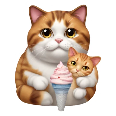 Realistic Fat calico cat with icecream sticker