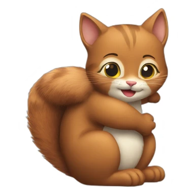 the cat hugs the squirrel sticker