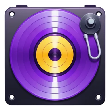 pixelated record with a purple middle sticker