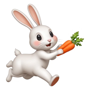 the running rabbid trying catch the carrot and the flying carrot Trying catch the rabbit sticker