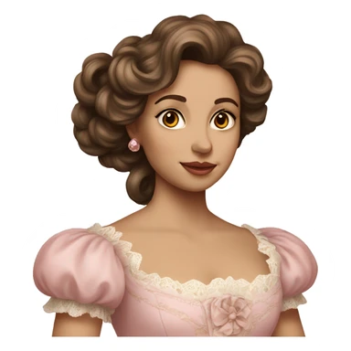 vintage rococo mixed woman with brown hair in a light pink gown  sticker