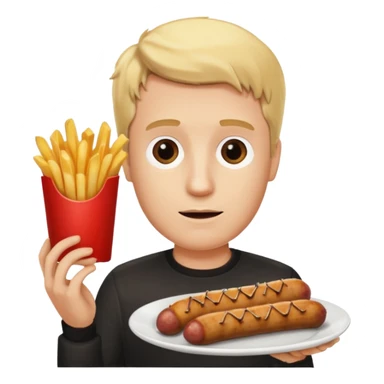 Hombre Rubio con una salchipapas pero la salchicha está quemada sticker