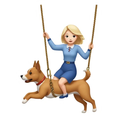 Woman grabbing a dog and swinging it in the air sticker
