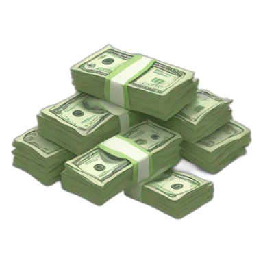 a pile of dollars in bundles sticker