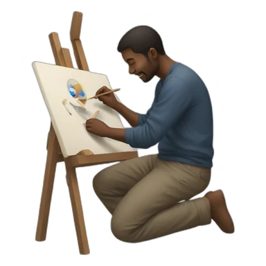 man creating artwork sticker