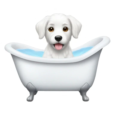 white dog in a bathtub sticker