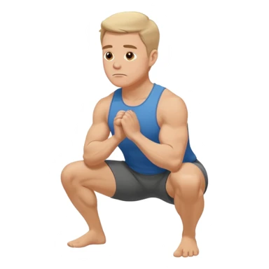 white man doing squat workout, viewed from the side sticker