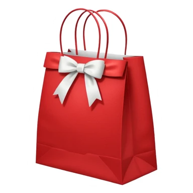 red christmas bag with white bow sticker