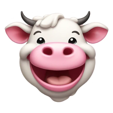 Fat pink cow laughing sticker