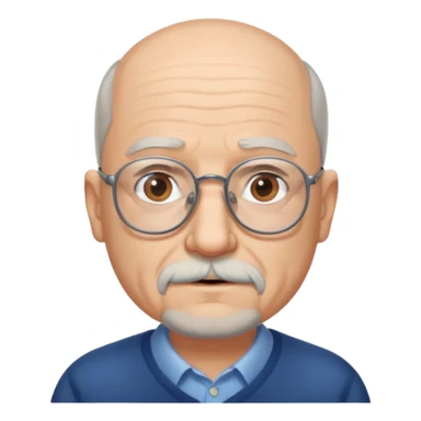 old bald man with short beard and glasses sticker