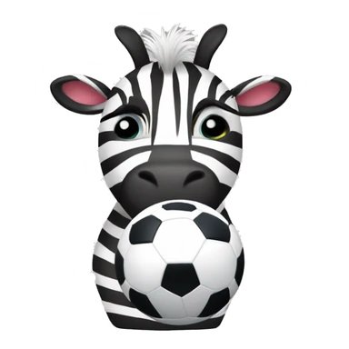 Cute zebra with a soccer ball sticker