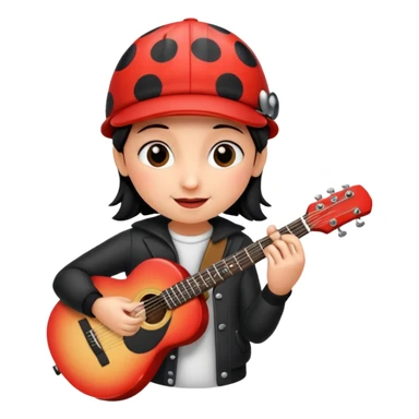 ladybug with a guitar and a cap sticker