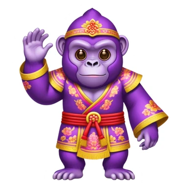 purple gorilla wearing a chinese costume sticker