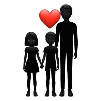 silhouette of two people, one taller, one smaller, with a heart between them sticker