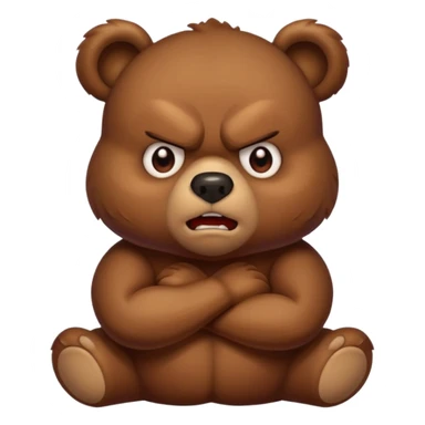 Full Beary puffed cheeks, furrowed brows, tiny anger vein, crossed arms, exaggerated cartoon rage, vibrant colors sticker