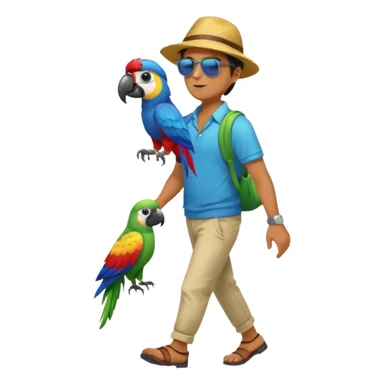 Walker with parrot on shoulder, Full body with walking pose sticker