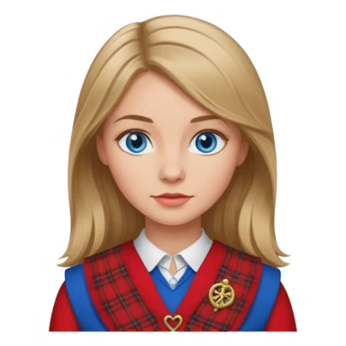 female with scottish red attire and dark blonde hair and blue eyes sticker