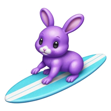 glitter purple cian bunny surf sticker