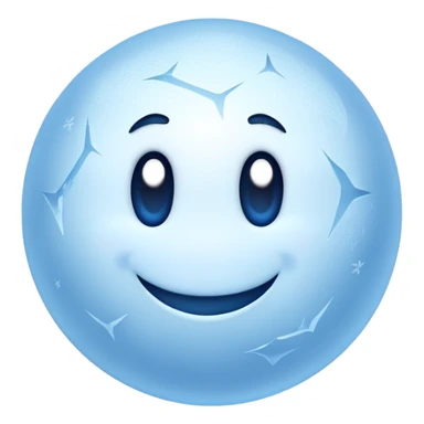 a frozen ball, icy and frosty, with visible frost and a cool blue tint, modern emoji style sticker