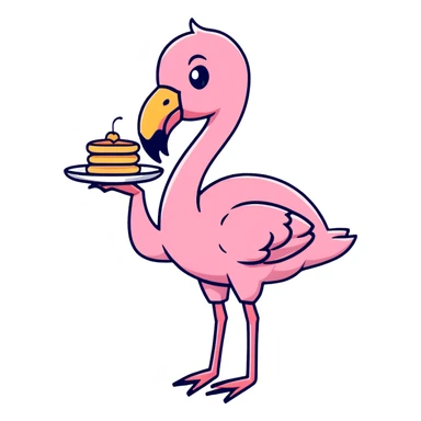 flamingo with a pancake sticker