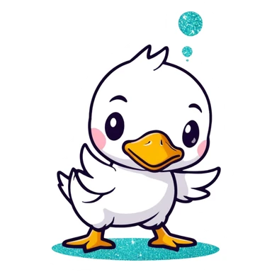 Farting glitter baby duck sticker
