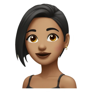 Beautiful Latina girl winking with medium straight dark black hair with maroon ends and a septum piercing, hazel colors eyes sticker