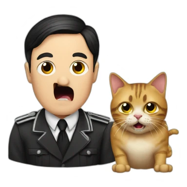 hitler and a cat hissing at him sticker