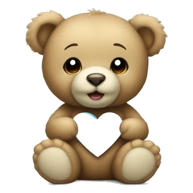 Teddy bear holding light blue heart sticker