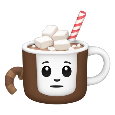 Hot cocoa in a sweater mug with marshmallows sticker