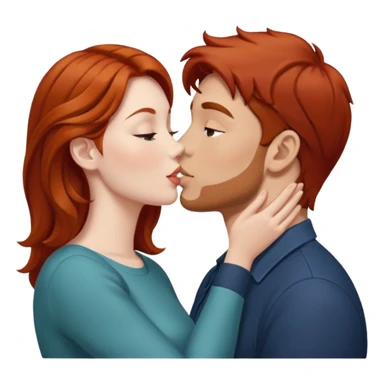 kissy face between brown hair man and redhead woman sticker