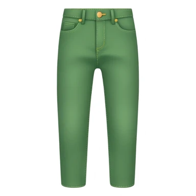 A 3D cartoon green  jeans with pockets and stitching details, casual slim fit, clean isolated background, Memoji-style. sticker