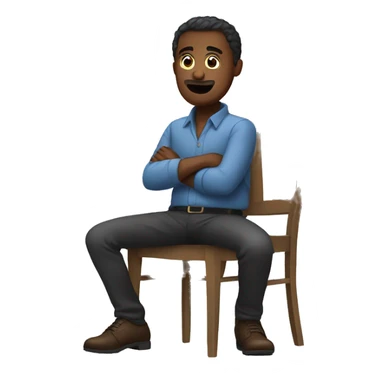 a man sits on a chair and says “no” with his hands sticker