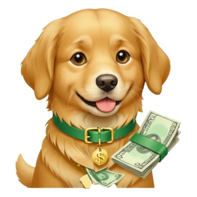 Dog with money sticker