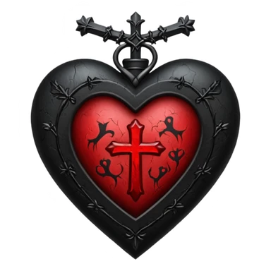 gothic heart with black cross and deep red highlights sticker