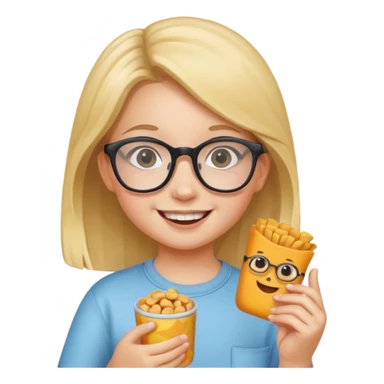 snack holding girl kid with glasses sticker