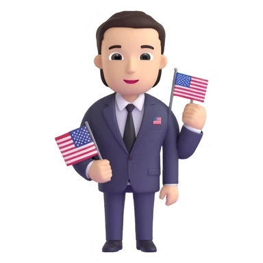 fat person in business suit with American flag pin sticker