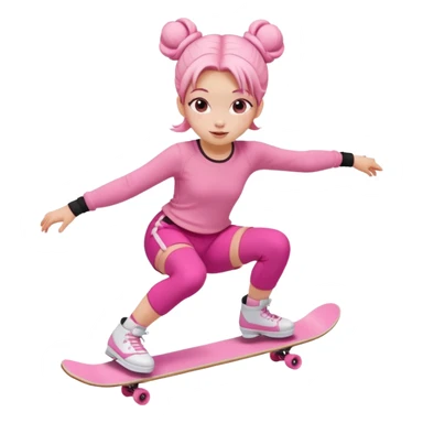 My little pony Cute skater girl with two buns and pink outfit, gliding with playful energy. sticker