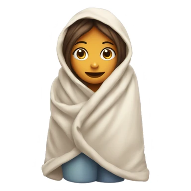 Girl wrapped in blanket with mug sticker