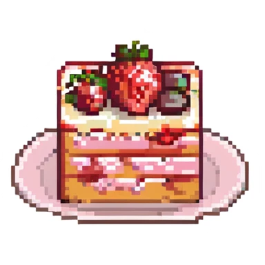 A slice of strawberry cake, burgundy color sticker