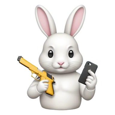 Crea un emoji de un conejo sosteniendo una glok realista de iPhone con  dos alas sticker