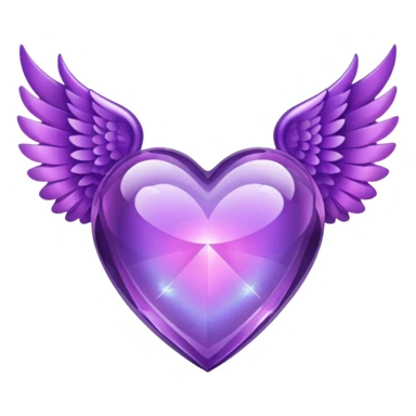 Purple crystal heart with wings sticker