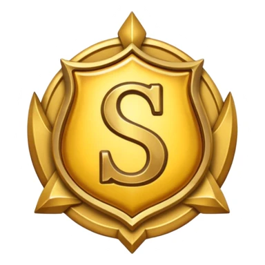 Create a custom emoji badge featuring a stylized, letter “S”. Design it in the Gold rank theme from League of Legends. Use warm gold metallic textures, bright highlights, and a noble, premium feel. Emblem-like and highly polished.
 sticker