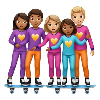 skating rink sleepover with teen boys & girls skin color brown and tan sticker