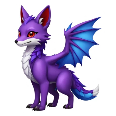 Fox dragon hybrid front facing full body dark purple and blue and red sticker