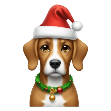 dog wearing a christmas hat sticker