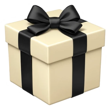 square ivory gift box present with a black bow sticker