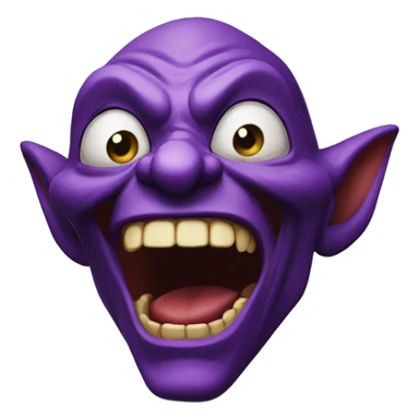 a purple goblin laughing out loud sticker