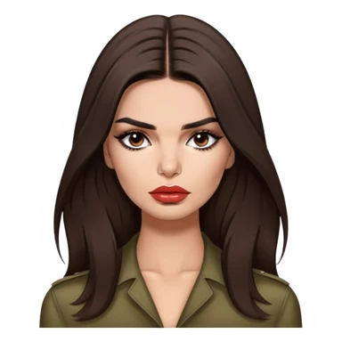 Emily Ratajkowski, brunette fashion model with long dark hair, pouty lips, and defined eyebrows sticker