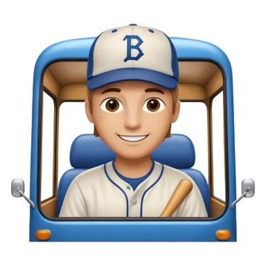 autobus de equipo llevando a egnte de basebal  y un chofer con b en la gorra sticker