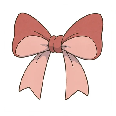 cute bow, pink and baby pink, ghibli style sticker